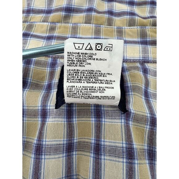 Wrangler XL Purple Brown Plaid Western Long Sleeve Pearl Snap Button Shirt - Picture 6 of 6